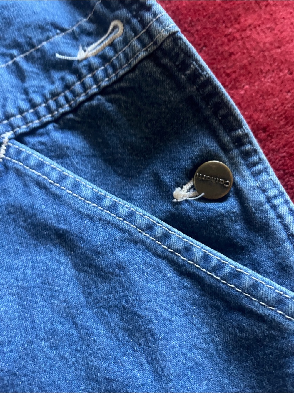 Carhartt Vintage 90s Blue Cotton Denim Bib Overalls  Made In USA - Picture 4 of 9